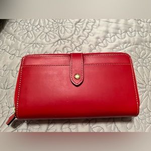 Dooney & Bourke Alto Large double zip organizer in red.